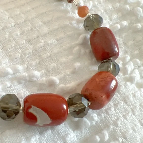 Signature Red Jasper Creek Jasper Carnelian Smoky Quartz Gemstone Necklace - Picture 4 of 6
